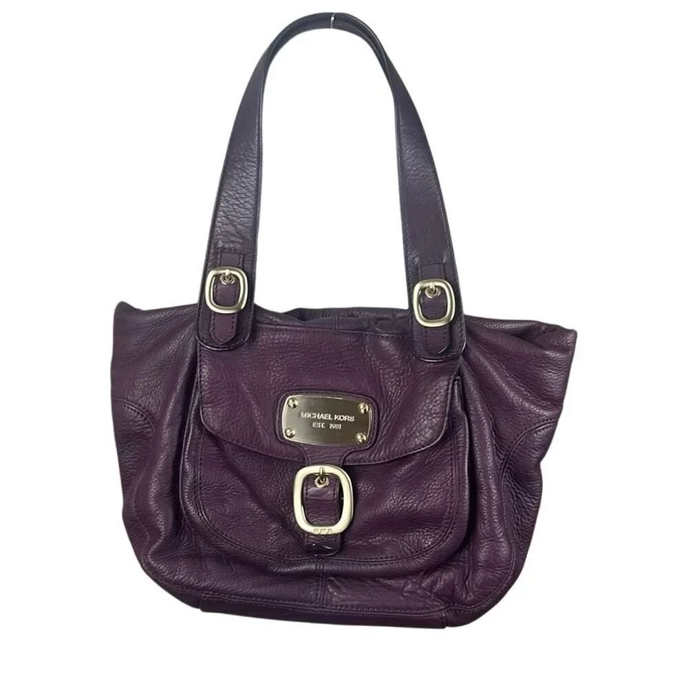 Plum Purple Leather Shoulder Bag
